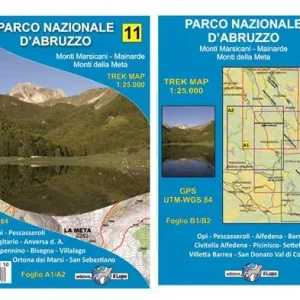 Carta escursionistica Parco Nazionale d‘Abruzzo. Monti Marsicani, Mainarde, Monti della Meta. Trek map. Scala 1 25.000 Affare