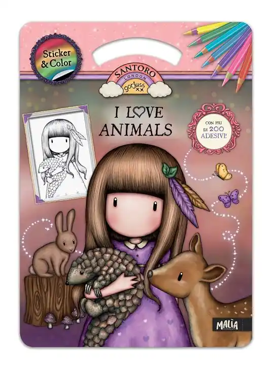 Affare I love animals. Gorjuss. Sticker & color. Ediz. a colori. Con Adesivi