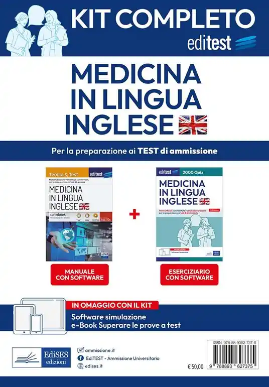 Promo Stagionale Kit completo EdiTEST Medicina in lingua inglese. Con e-book Superare la prova a test. Con software di simulazione