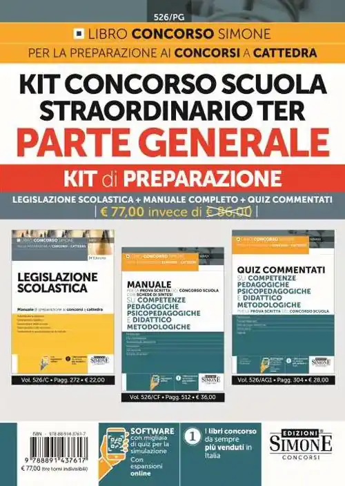 Più Venduto Kit concorso scuola straordinario ter. Parte generale. Legislazione scolastica+Manuale completo+Quiz commentati. Con espansioni online. Con software di simulazione