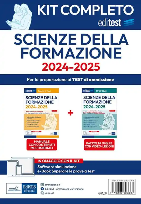 Kit completo EdiTEST Scienze della formazione. Manuale + Raccolta di quiz. Con software di simulazione Spedito Oggi