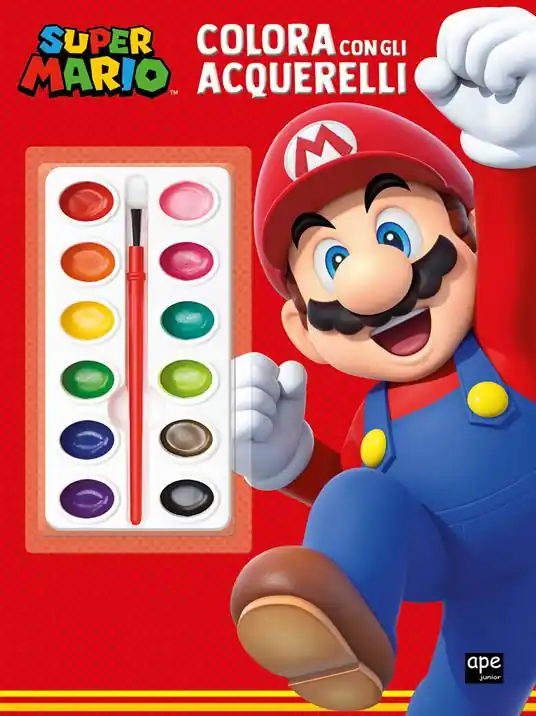 Super Mario. Colora con gli acquerelli. Ediz. illustrata. Con 16 acquerelli. Con pennello Spedito Oggi