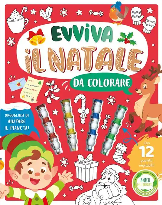 Evviva il Natale da colorare. Ediz. illustrata. Con 12 pastelli Offerta Del Giorno