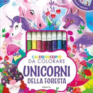 Caleidoscopio da colorare. Unicorni della foresta. Ediz. illustrata. Con 8 pennarelli Promozione