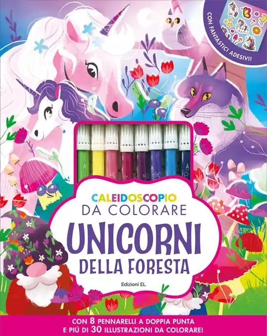 Caleidoscopio da colorare. Unicorni della foresta. Ediz. illustrata. Con 8 pennarelli Promozione