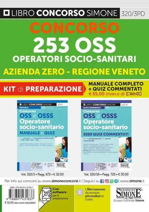 Ultima Occasione Concorso 253 OSS Operatori Socio-Sanitari. Azienda Zero. Regione Veneto. Kit di preparazione. Con software di simulazione