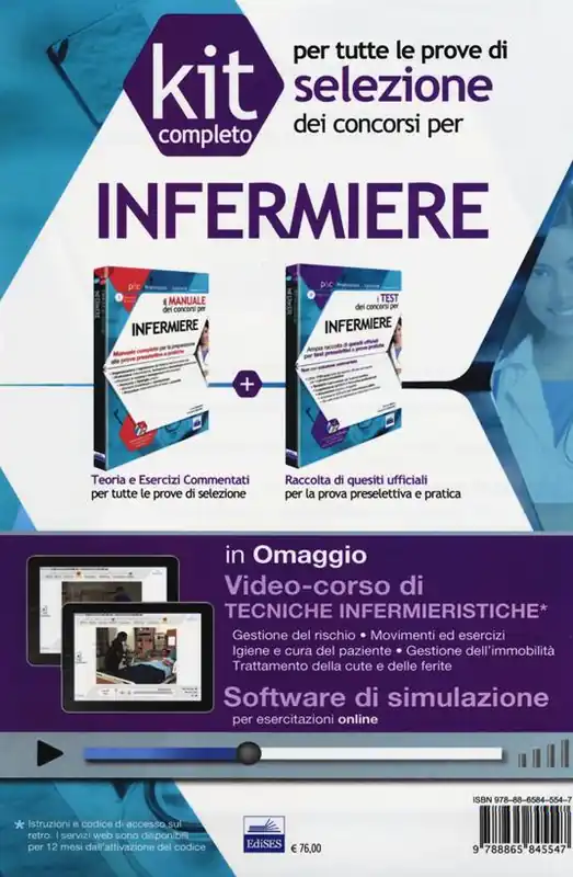 Promozione Kit completo per tutte le prove di selezione dei concorsi per infermiere. Con software di simulazione
