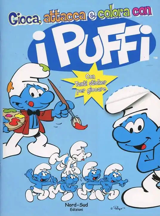 Offerta Lampo Gioca, attacca e colora con i puffi. I puffi. Con adesivi. Ediz. illustrata