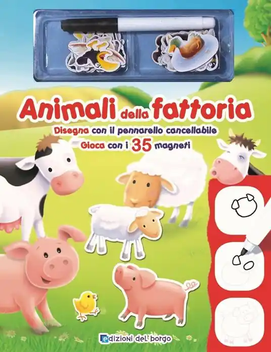 Animali della fattoria. Disegna con il pennarello cancellabile. Gioca con i 35 magneti. Con 35 magneti e 1 pennarello cancellabile Subito Disponibile