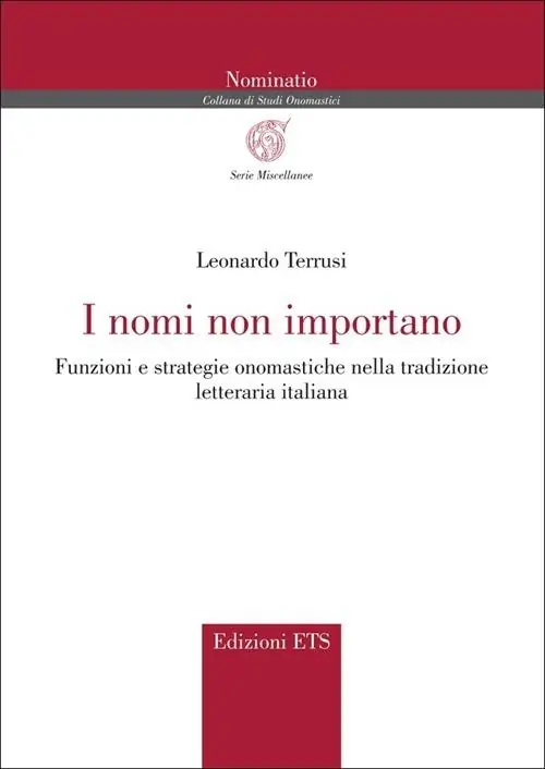 I nomi non importano. Funzioni e strategie onomastiche nella tradizione letteraria italiana Prezzo Scontato