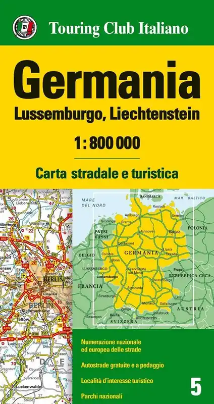 Germania, Lussemburgo, Liechtenstein 1 800.000. Carta stradale e turistica. Ediz. multilingue Occasione Imperdibile